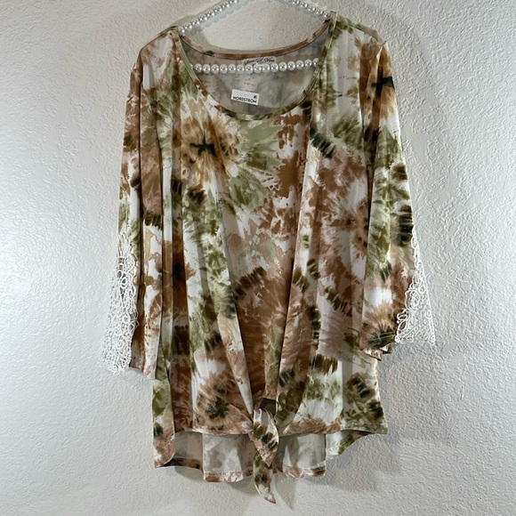 Stem & Vine Tops - STEM & VINE NORDSTROM Crochet Lace Tie Front Blouse Size 1X NEW